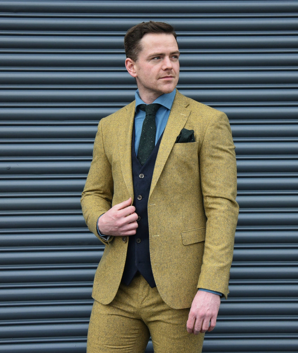 Yellow 36r Suit Size Chart Wilde: Mustard Yellow Tweed 2-Pc Suit