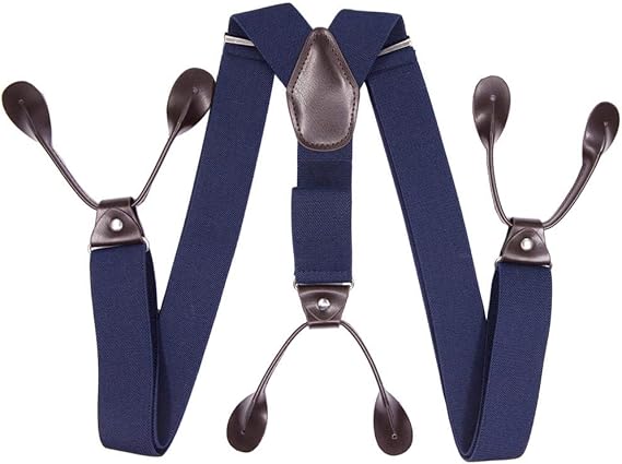 Buttoned Suspenders in Navy