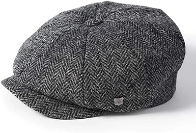 Carloway: Charcoal Harris Tweed Bakerboy Cap