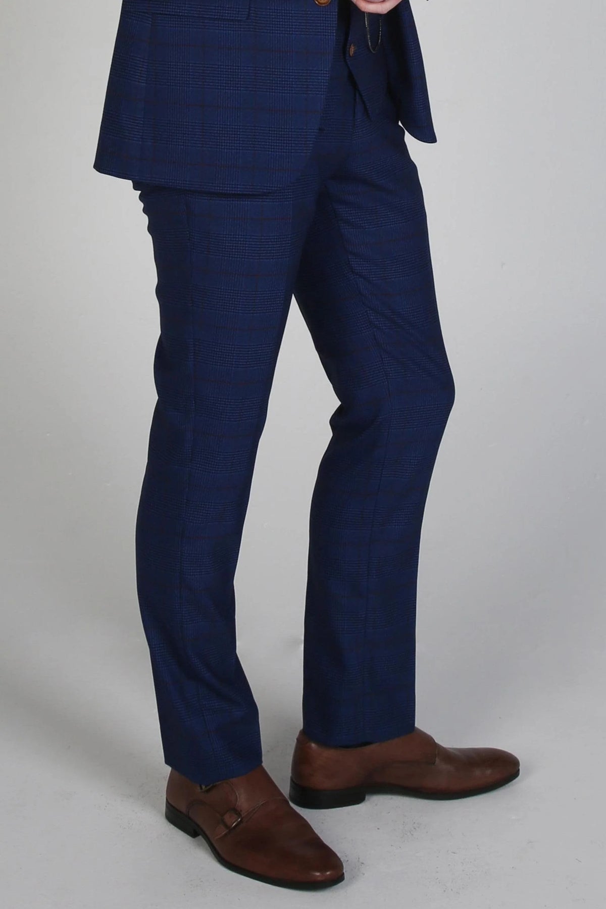 Alex Navy Check Trousers
