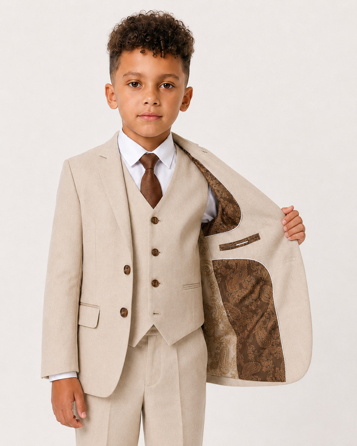 Belmont Boys: Beige 3-Pc Suit