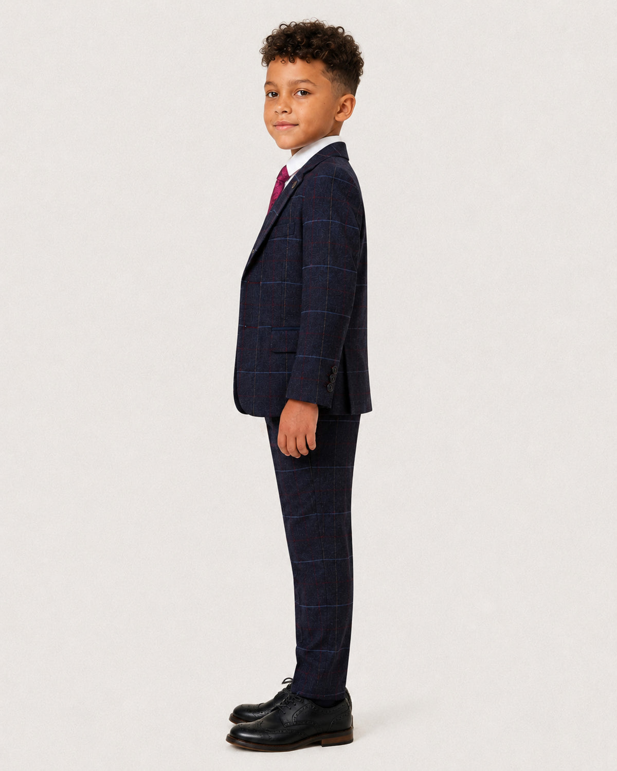 Boys Harvey: Navy Check 3-Pc Suit