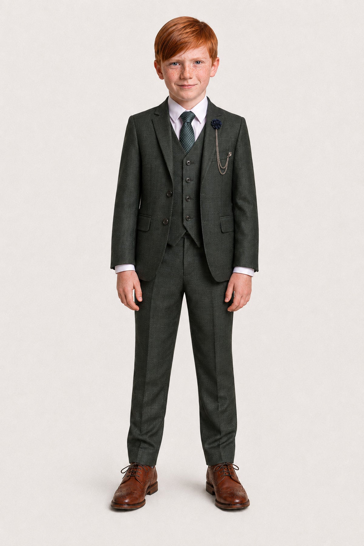 Caridi Boys: Olive Green 3-Pc Suit