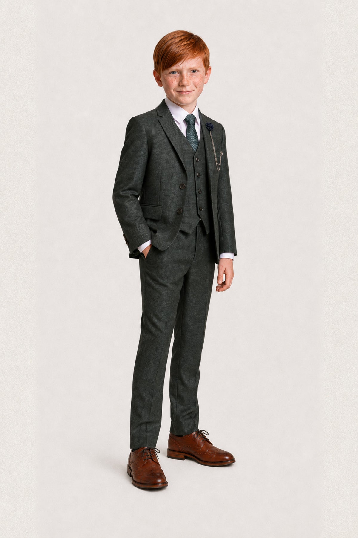 Caridi Boys: Olive Green 3-Pc Suit