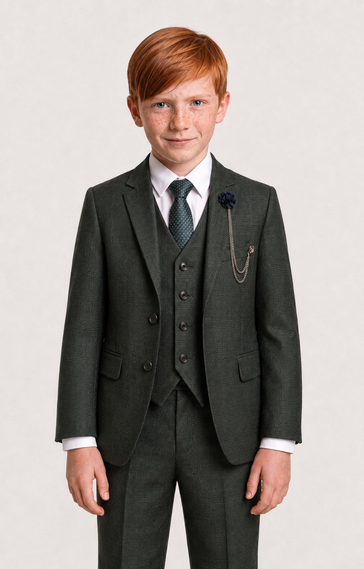 Caridi Boys: Olive Green 3-Pc Suit