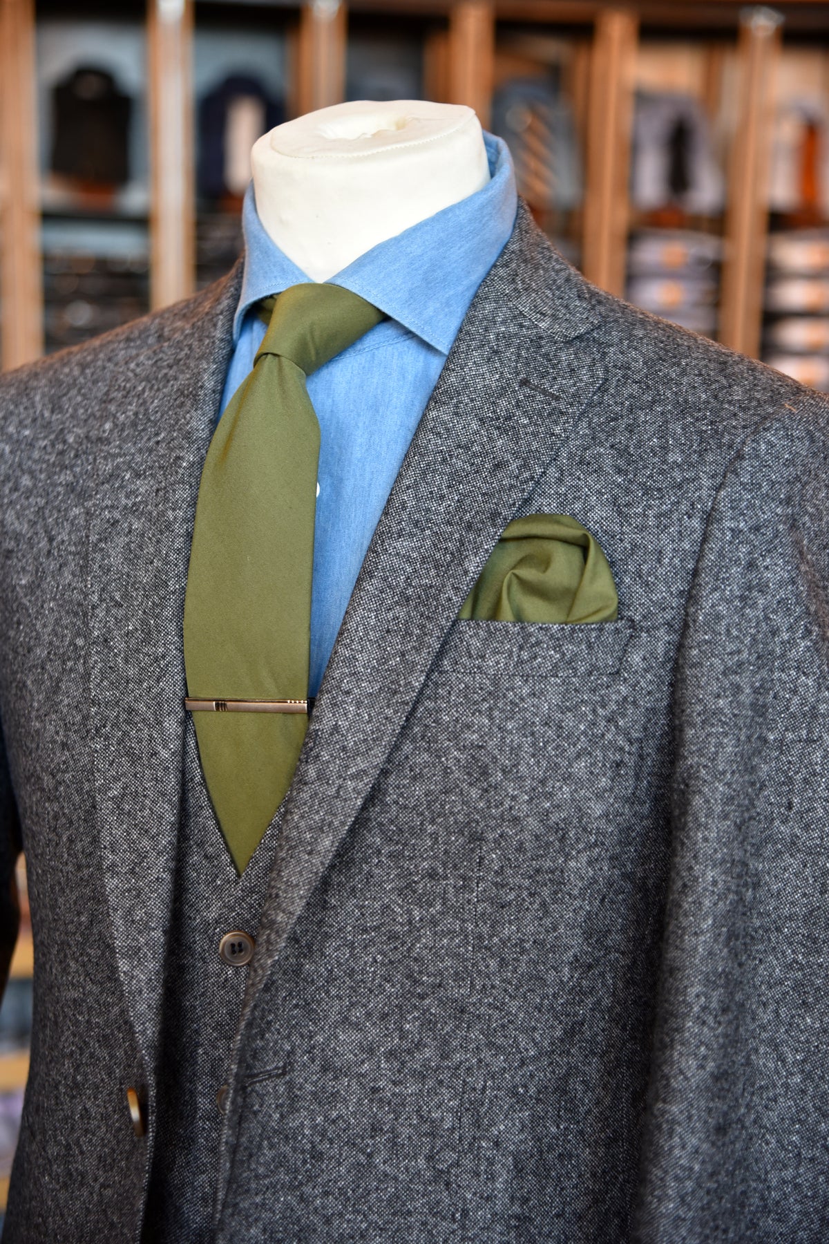 Sage Green Tie & Pocket Square Set