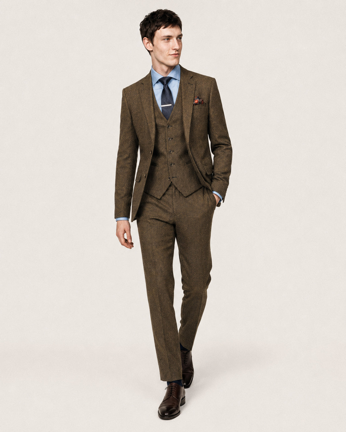 Harding: Brown Tweed 3-Pc Suit