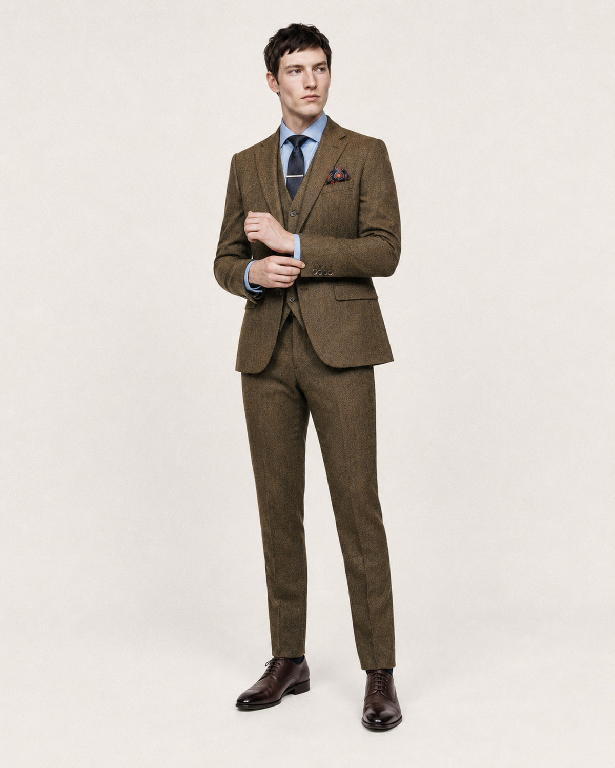 Harding: Brown Tweed 3-Pc Suit