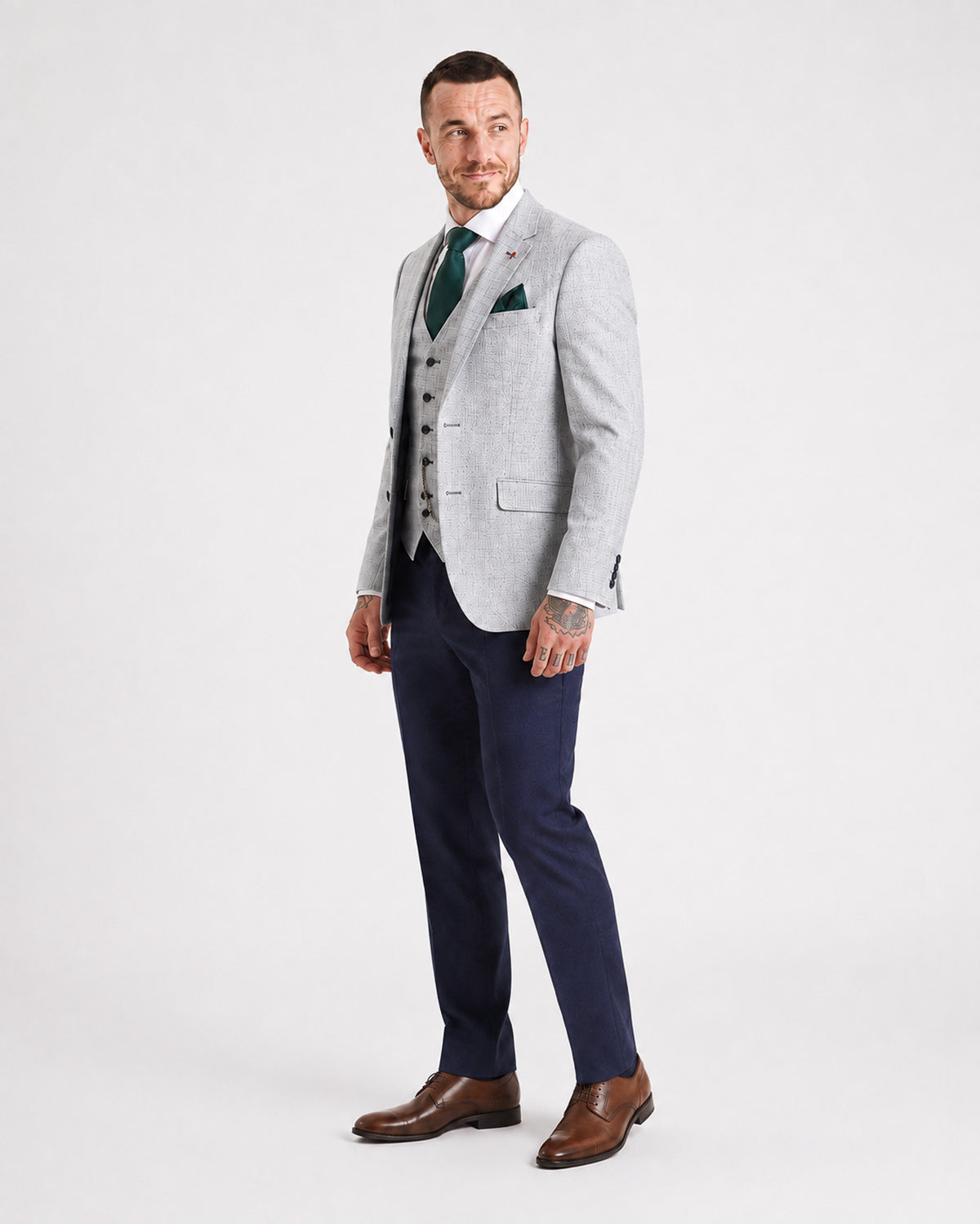 Joseph: Contrasting Stone/Navy 3-Pc Suit