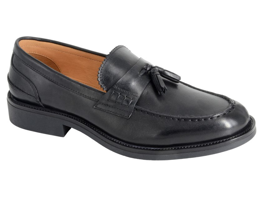Black Leather Tassel Loafer