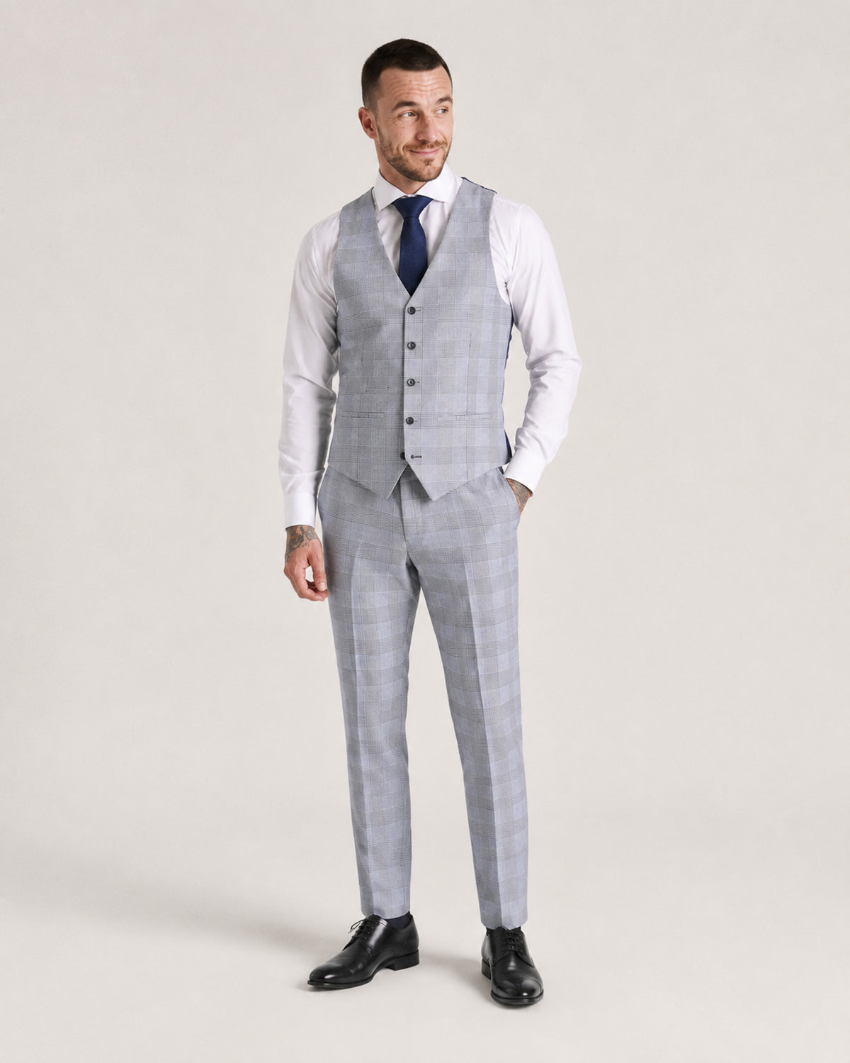 Mark: Sky Blue Check 3-Pc Suit