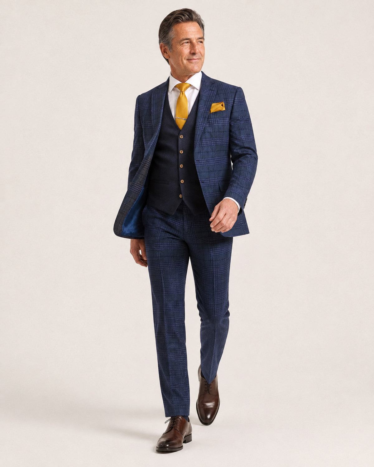 McDonagh: Navy Wool Check 3-Pc Suit