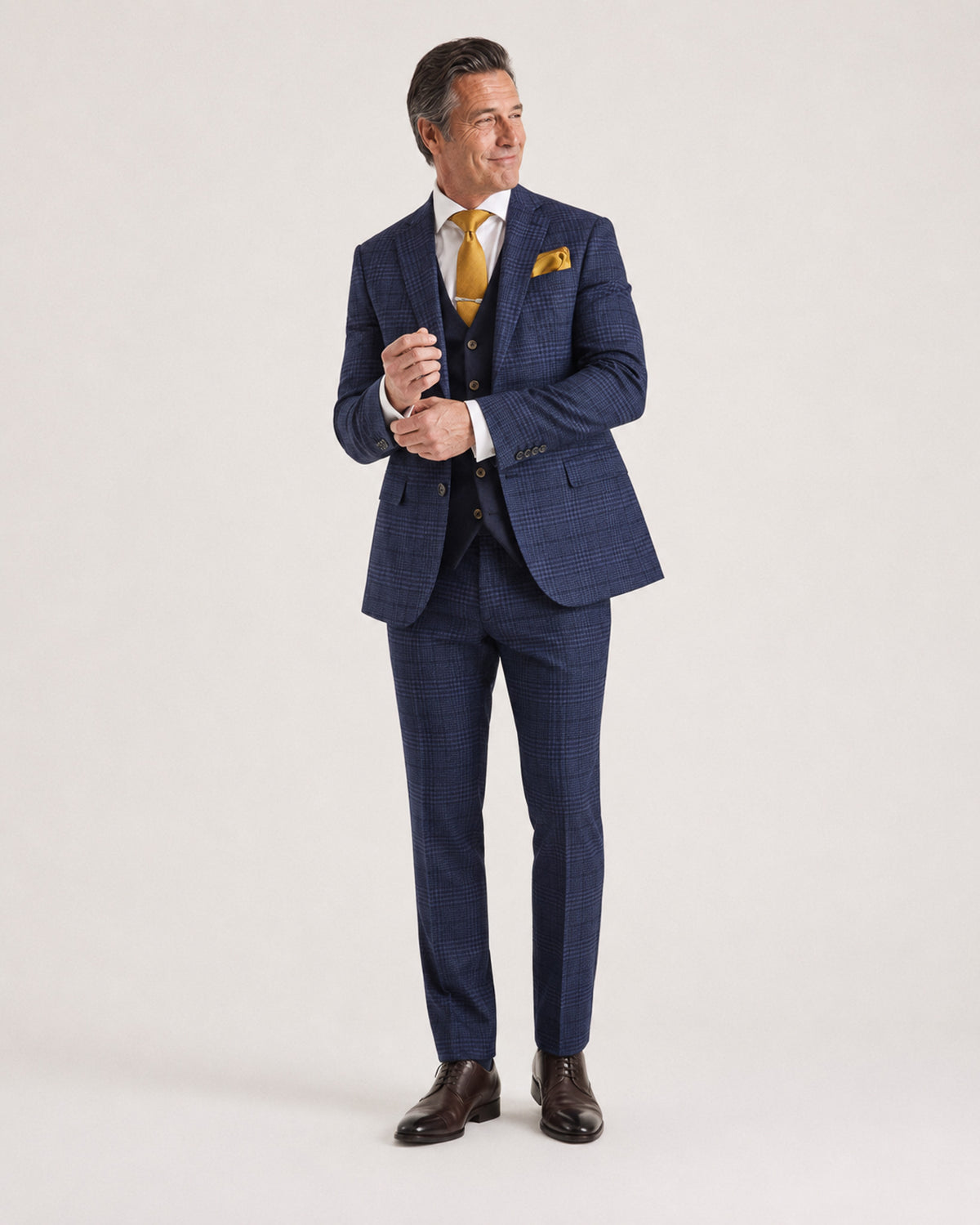 McDonagh: Navy Wool Check 3-Pc Suit