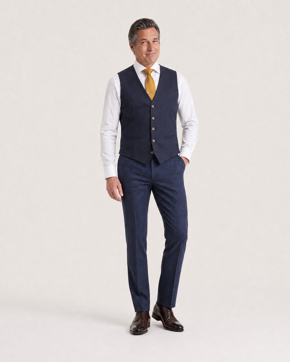 McDonagh: Navy Wool Check 3-Pc Suit