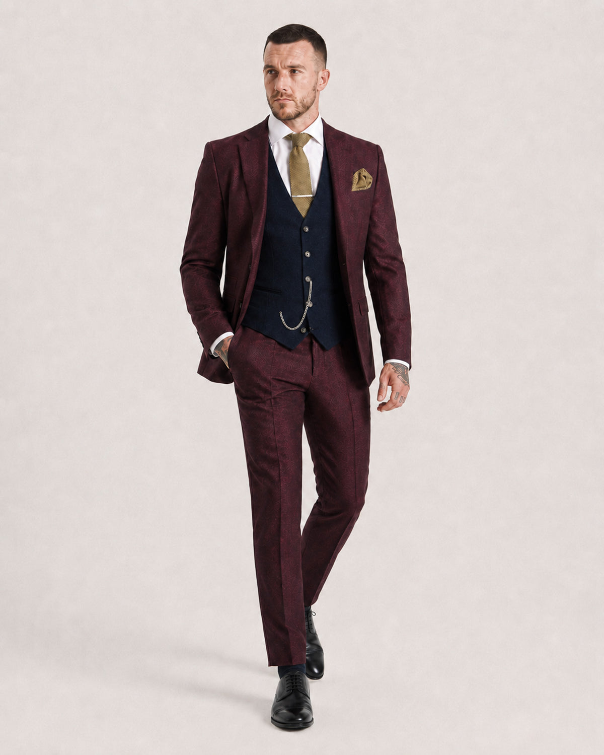 O'Flaherty: Wine & Navy 3-Pc Suit
