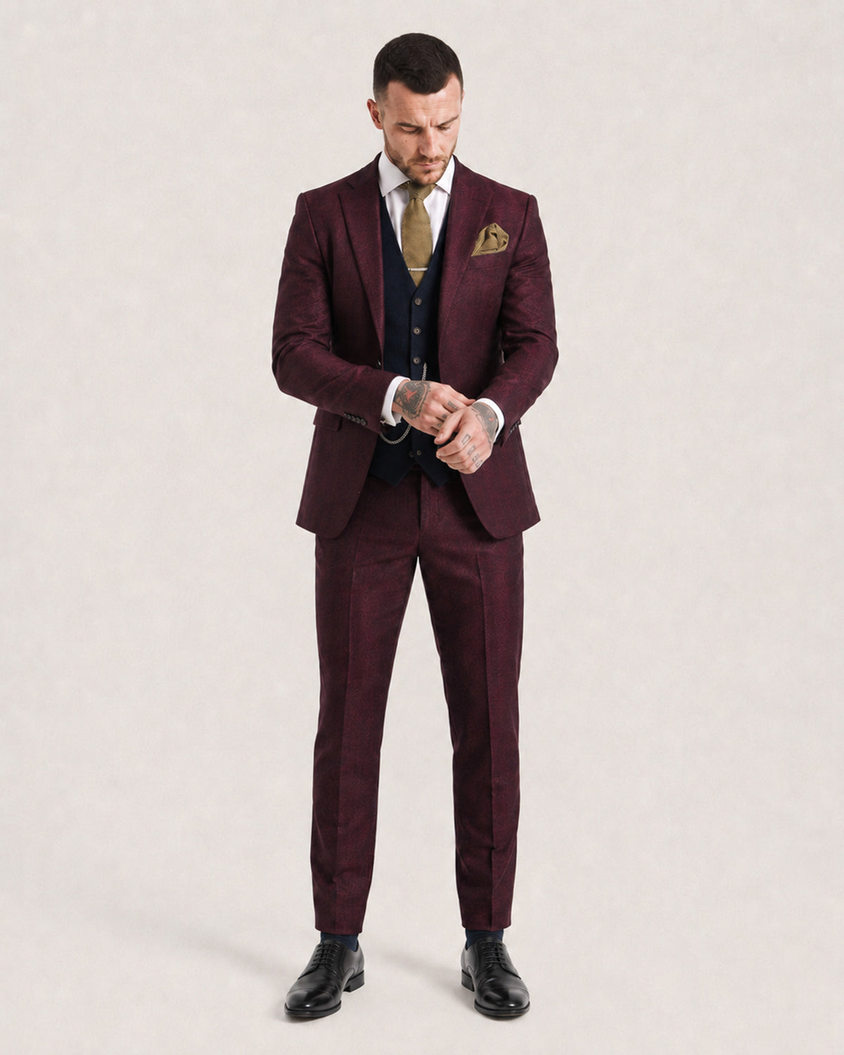 O'Flaherty: Wine & Navy 3-Pc Suit