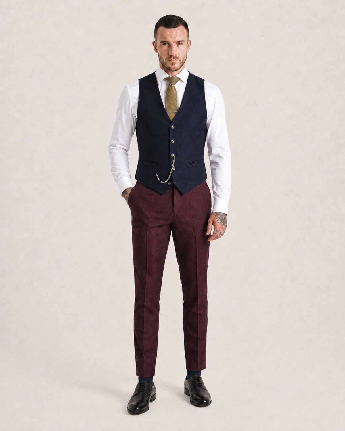 O'Flaherty: Wine & Navy 3-Pc Suit