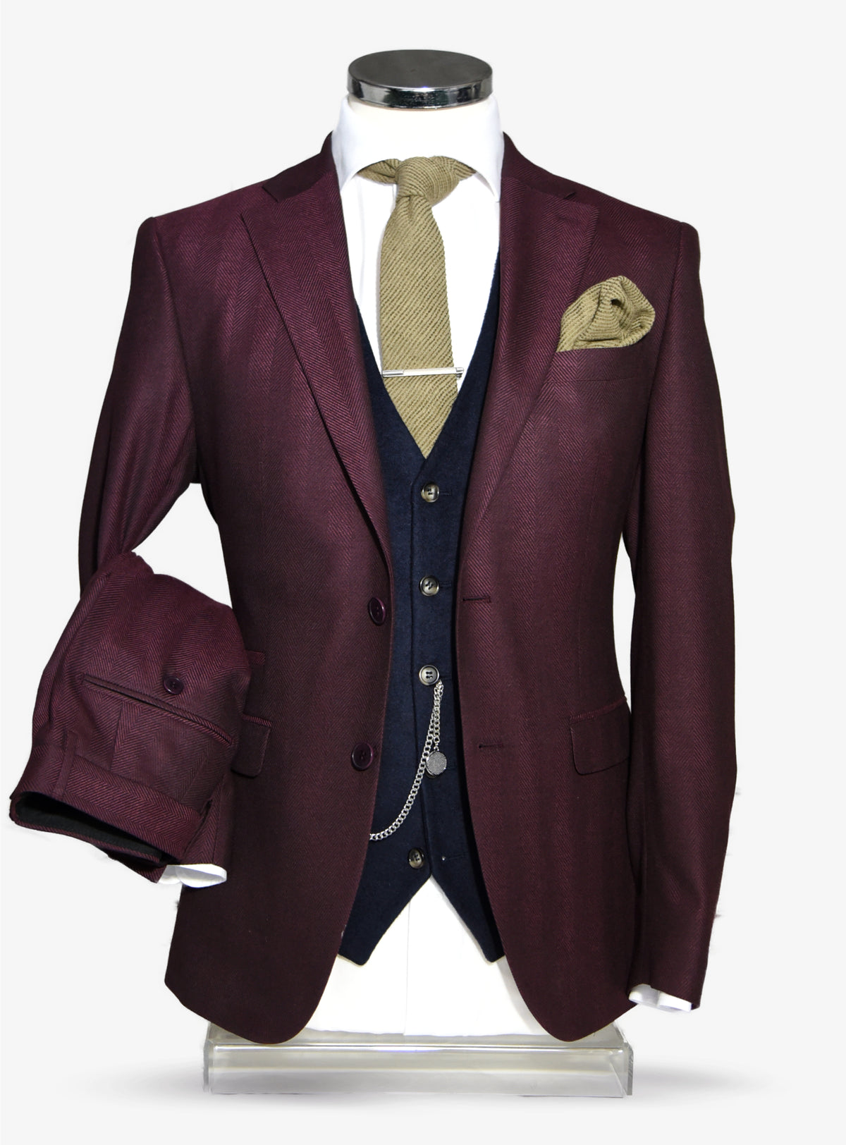 O'Flaherty: Wine & Navy 3-Pc Suit