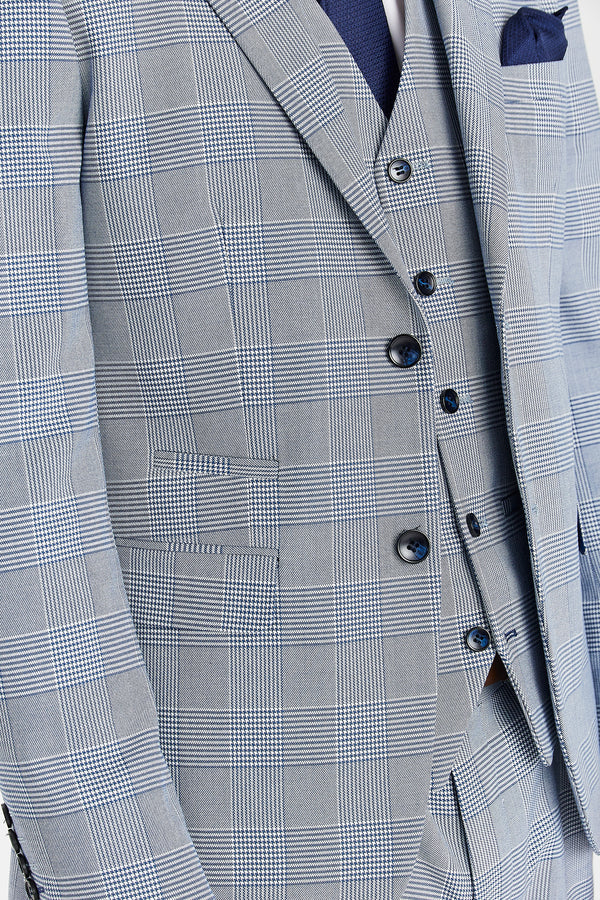 Mark: Sky Blue Check 3-Pc Suit