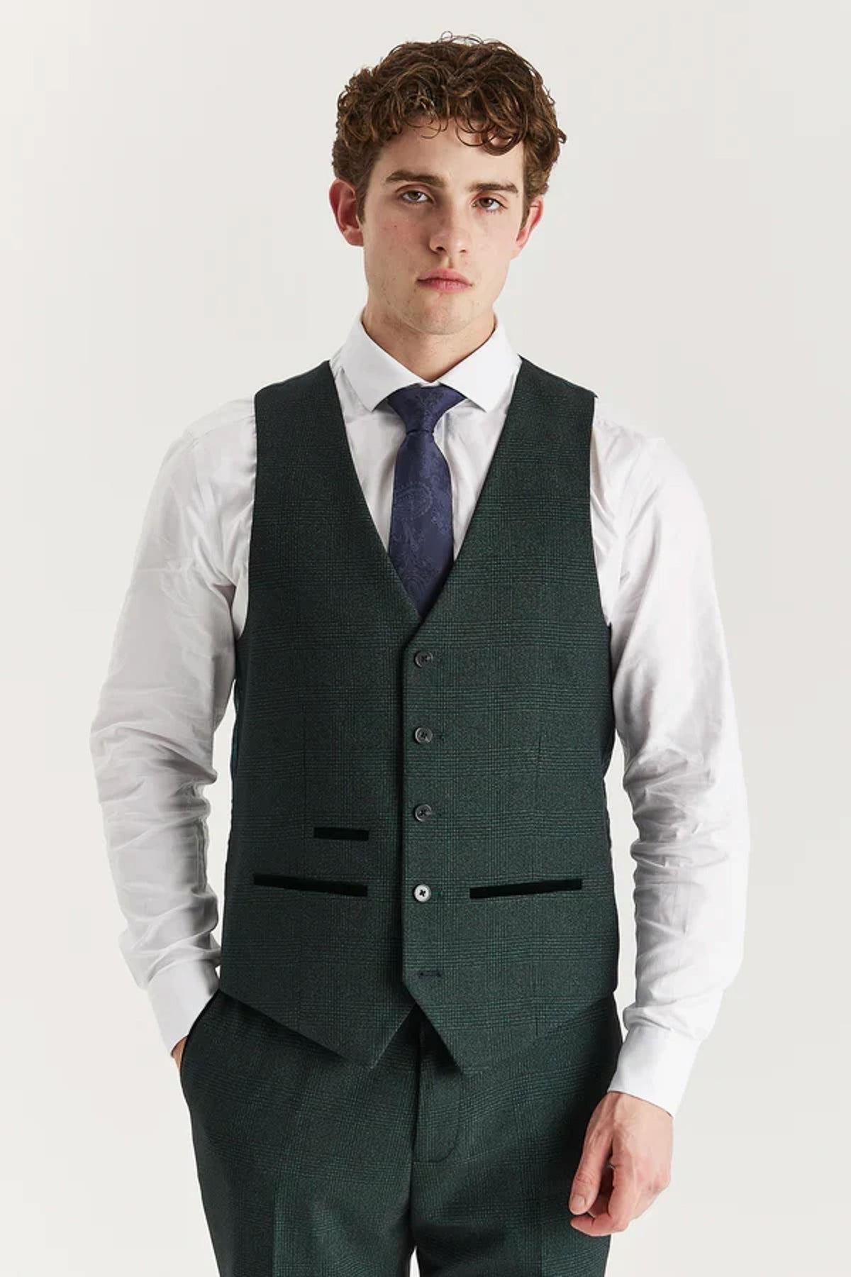 Regent: Olive Check 3-Pc Suit
