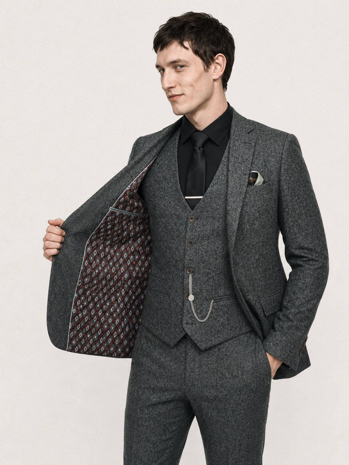 Stoker: Charcoal Tweed 3-Pc Suit