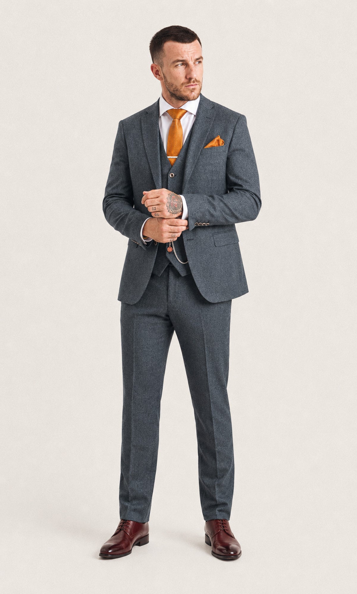 Synge: Blue Tweed 3-Pc Suit
