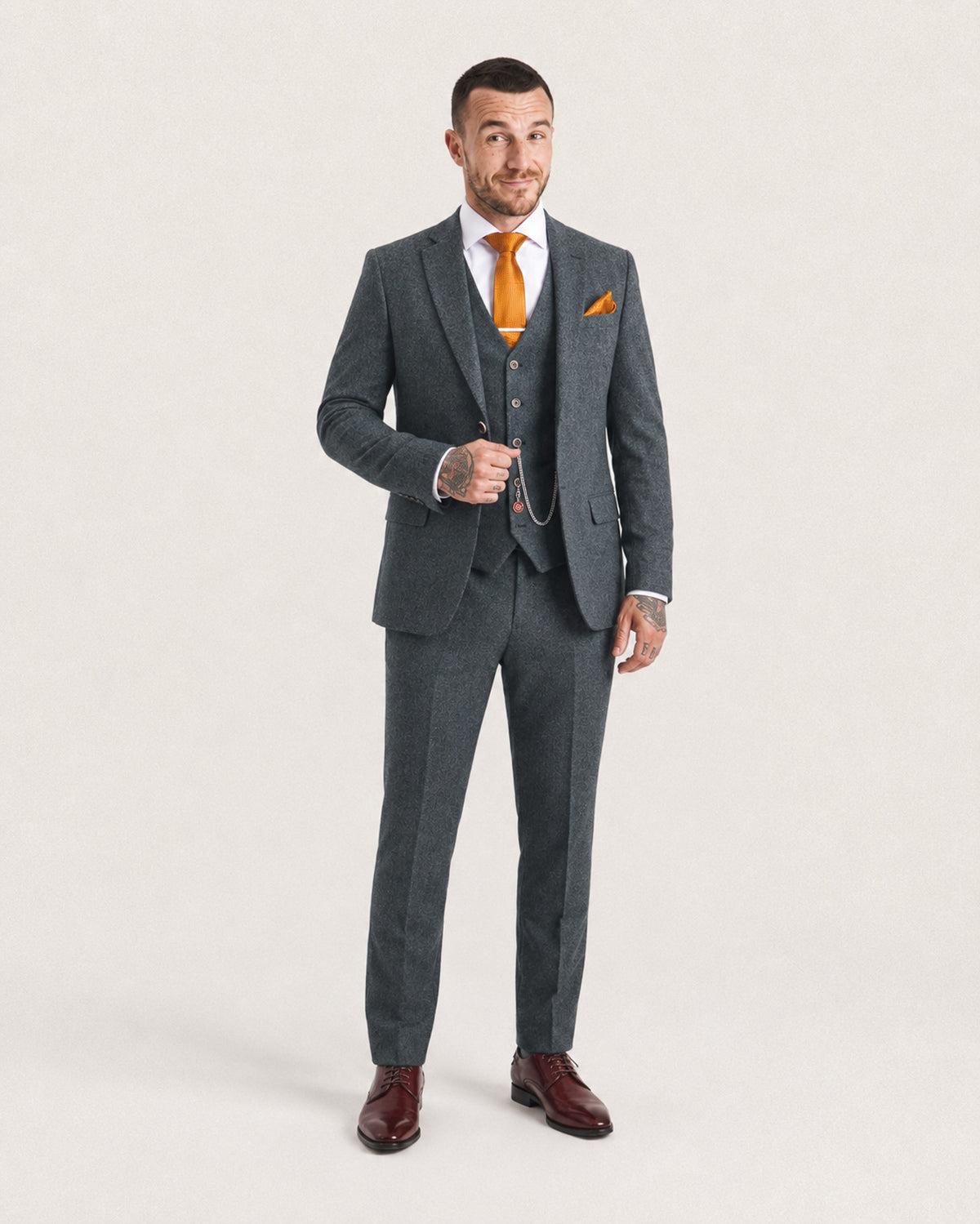 Synge: Blue Tweed 3-Pc Suit