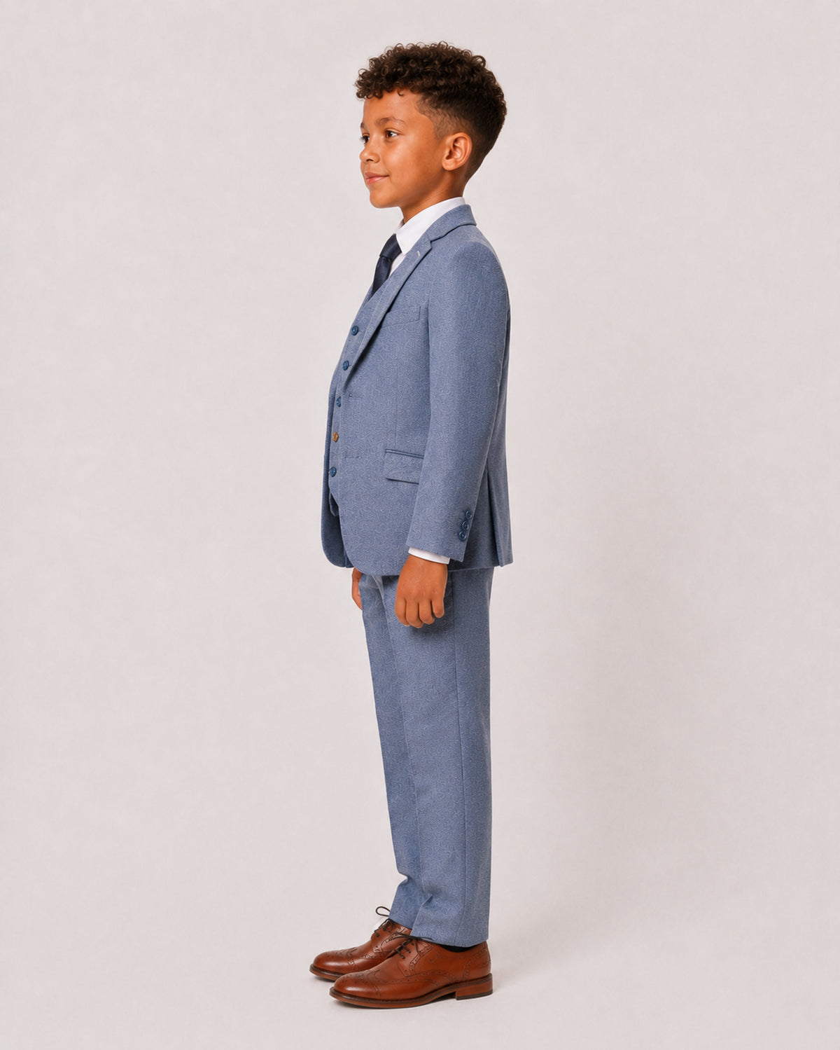 Wells Boys: Pastel Blue Tweed 3-Pc Suit