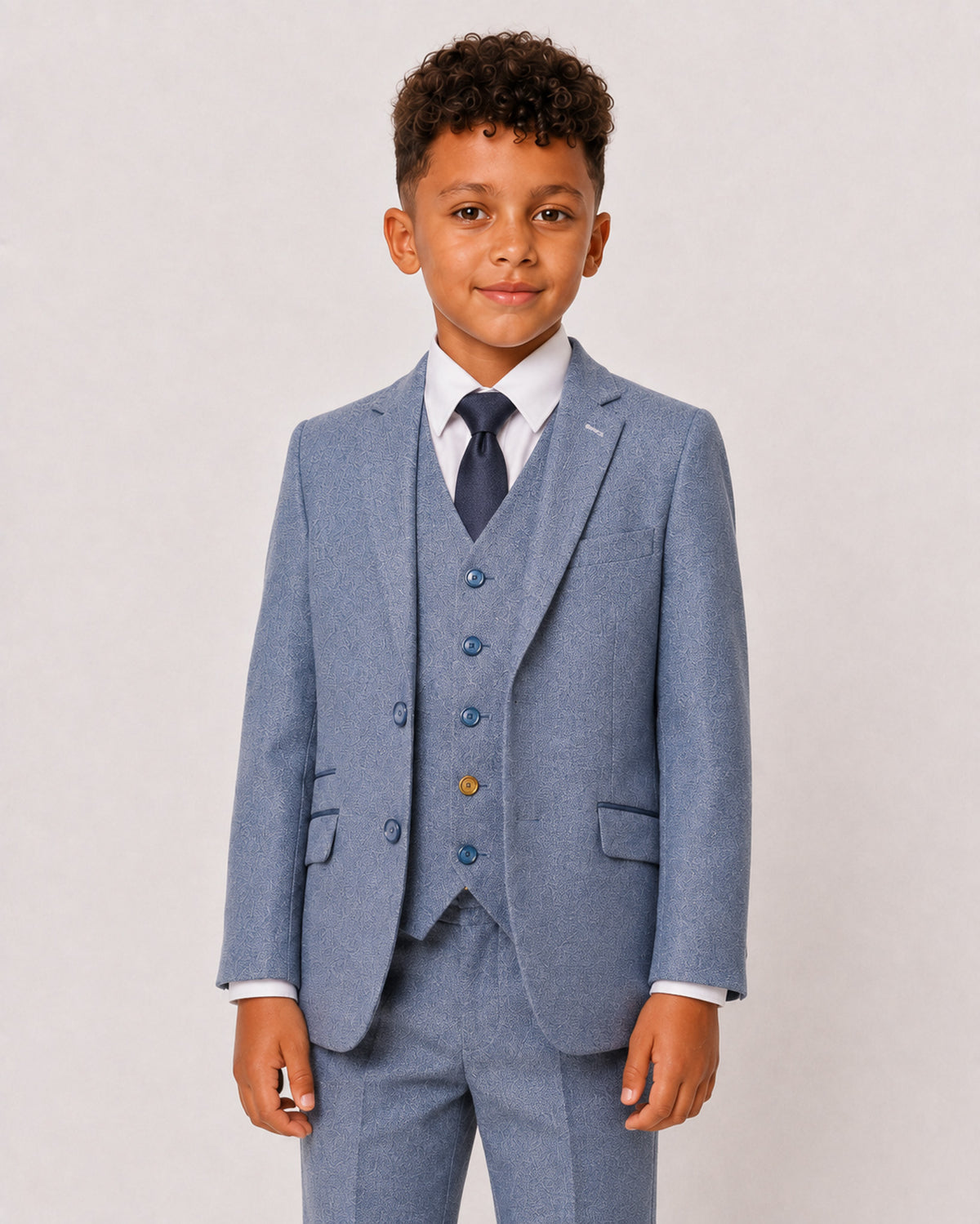 Wells Boys: Pastel Blue Tweed 3-Pc Suit
