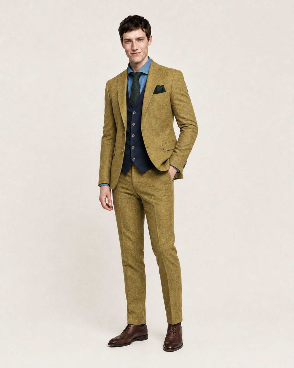 Wilde: Mustard Yellow Tweed 2-Pc Suit
