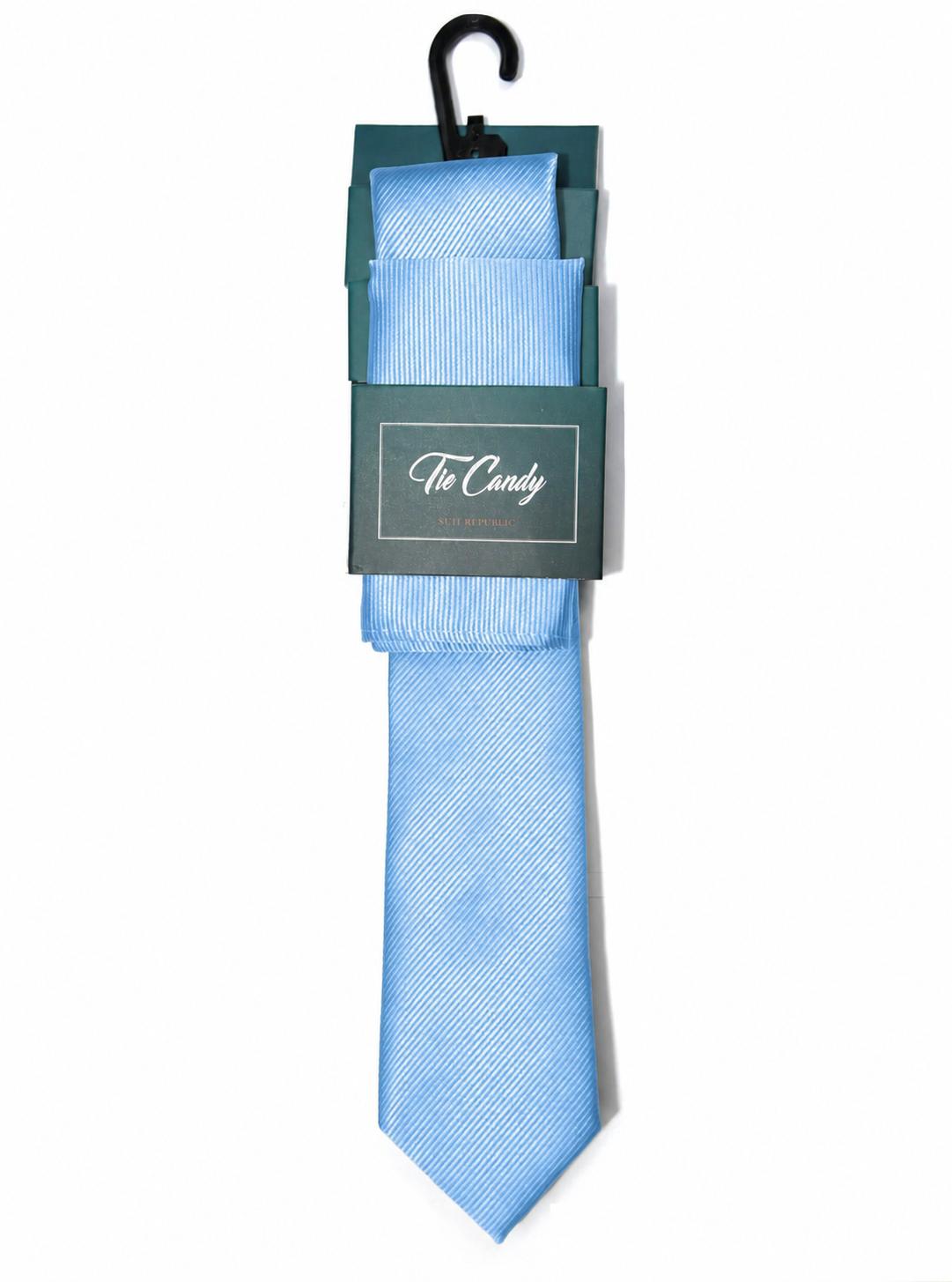 Baby Blue Rib Tie & Pocket Square Set