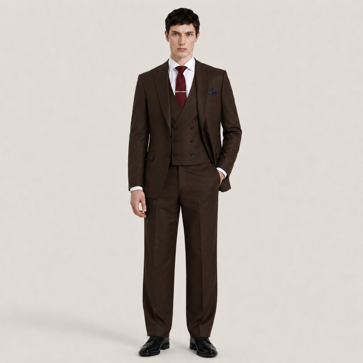 Binn Chorr: Plain Brown 3-Pc Suit