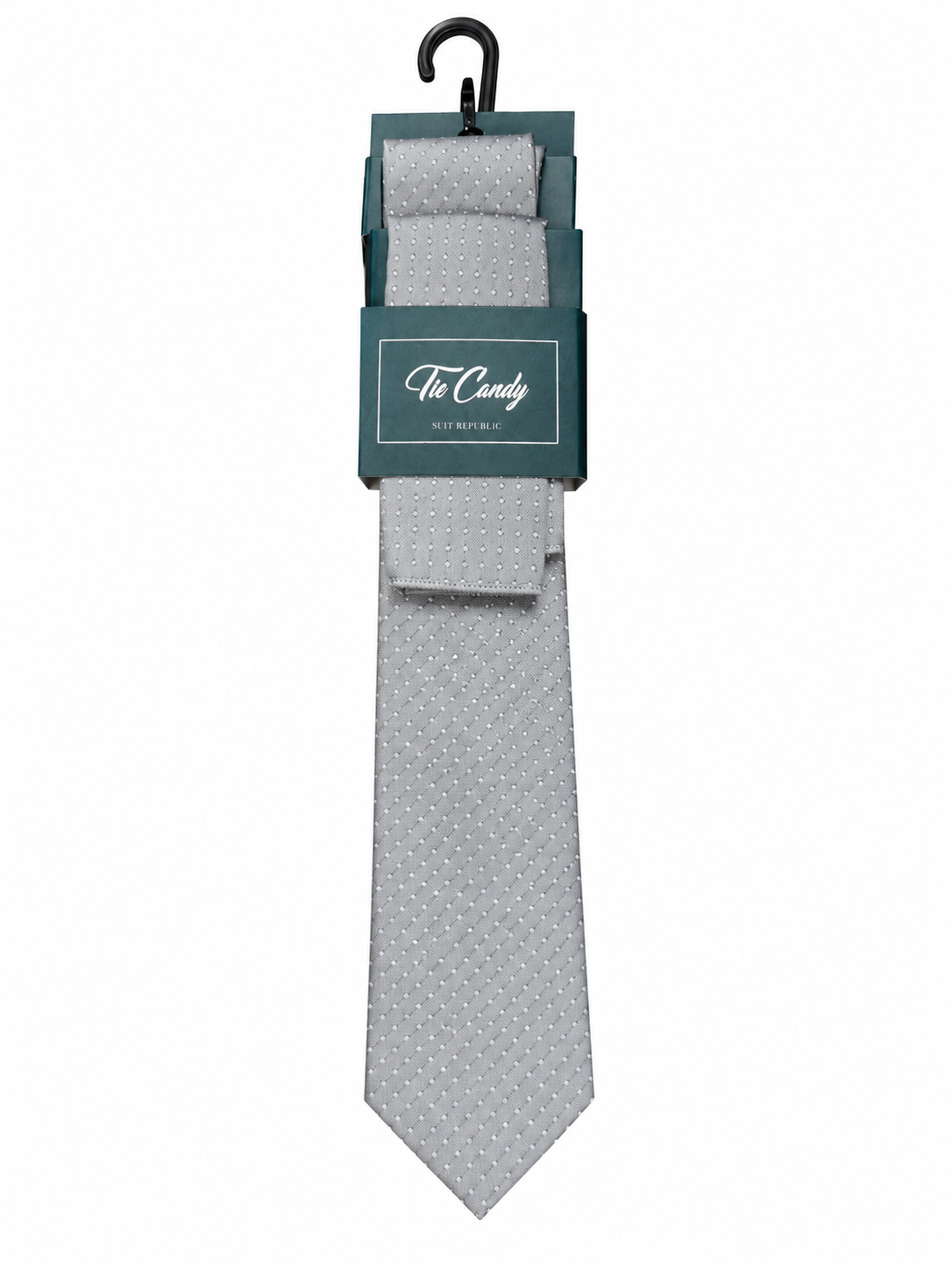 Grey Dot Tie & Pocket Square Set