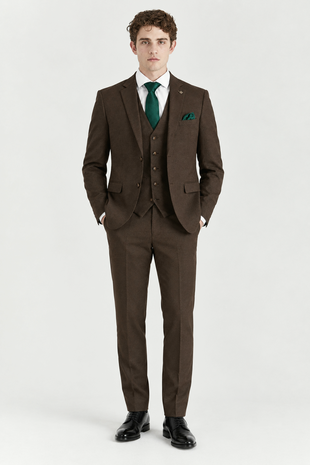 Belmont: Plain Brown 3-Pc Suit