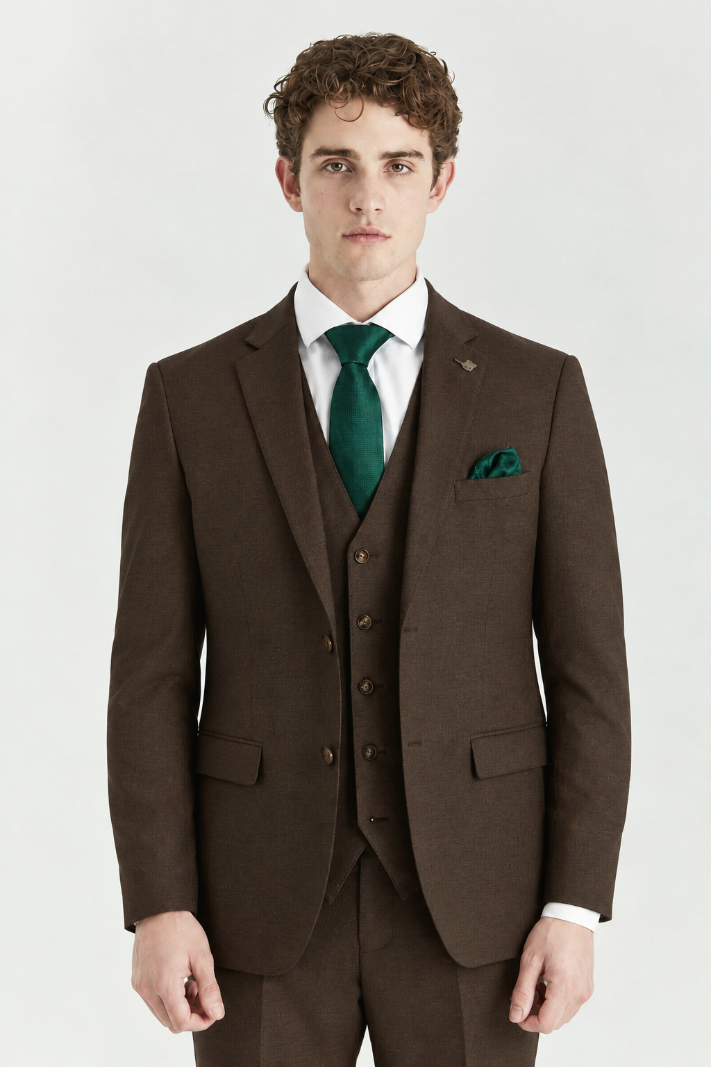Belmont: Plain Brown 3-Pc Suit