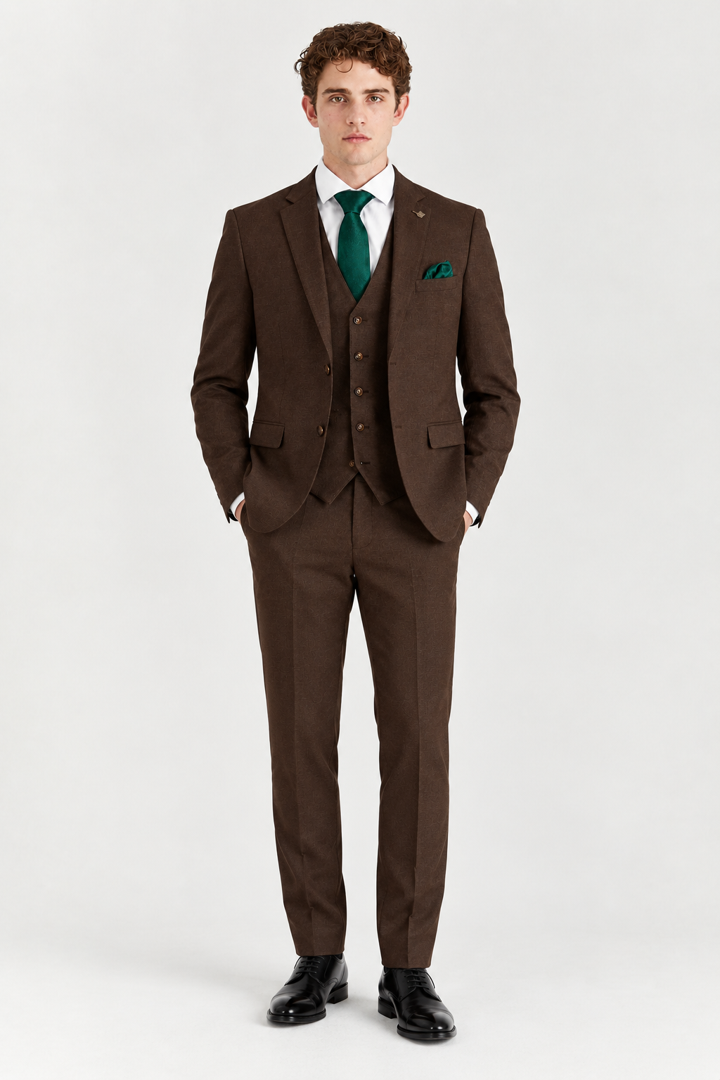 Belmont: Plain Brown 3-Pc Suit
