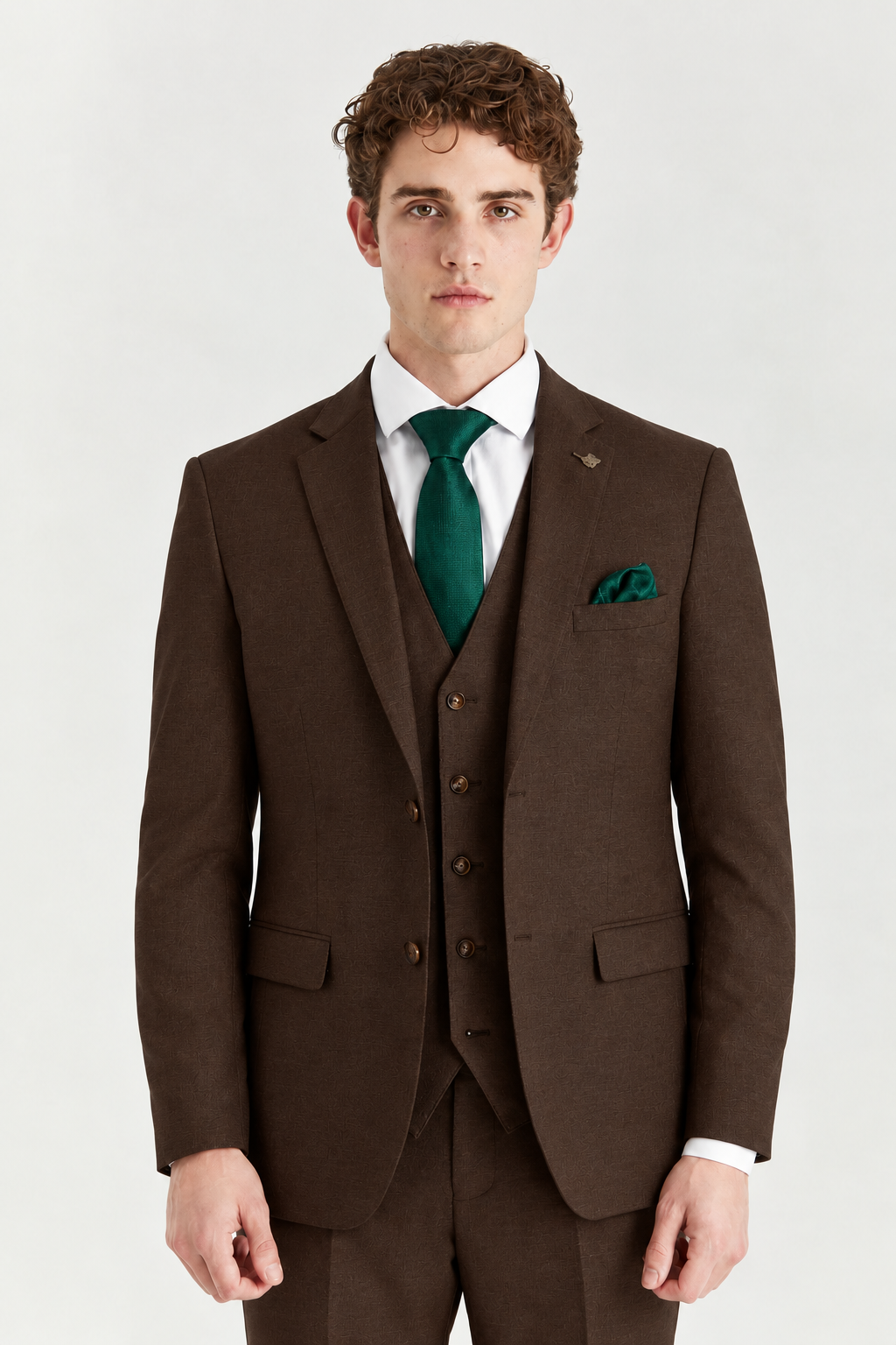 Belmont: Plain Brown 3-Pc Suit