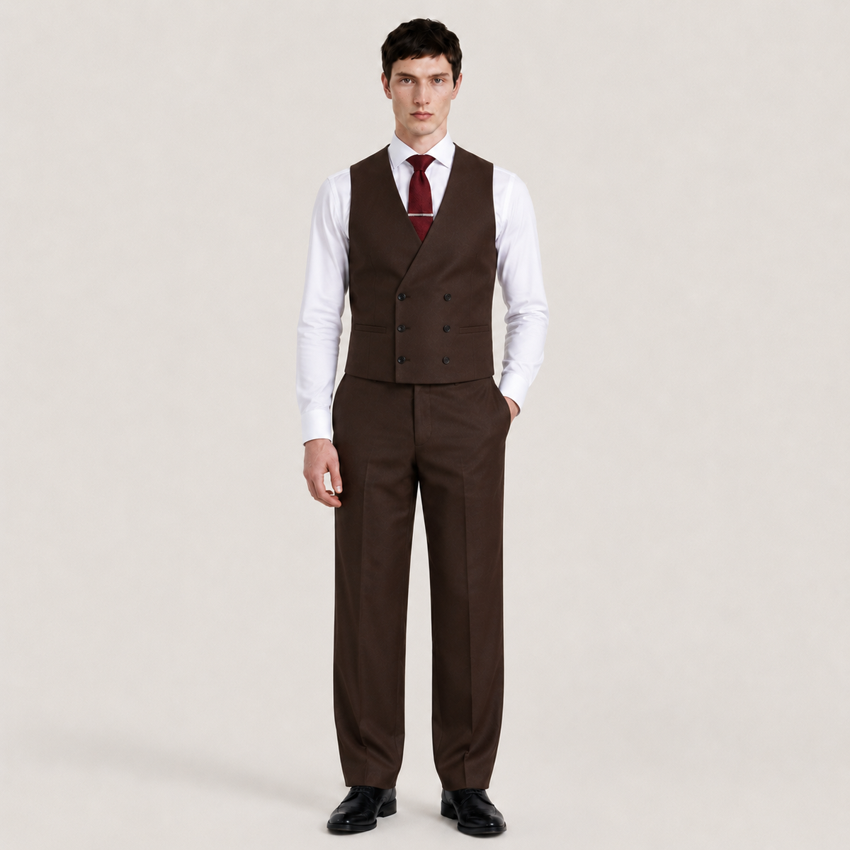 Binn Chorr: Plain Brown 3-Pc Suit