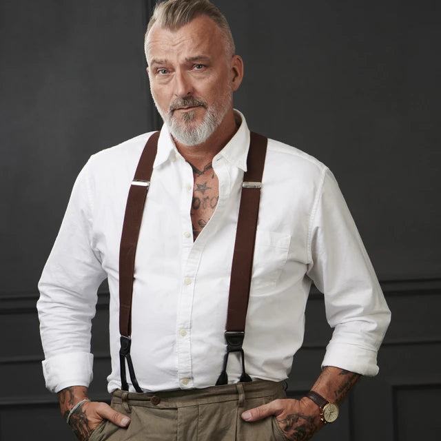 Buttoned Suspenders in Brown