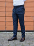 Badger: Navy Pleated Sartorial Trousers