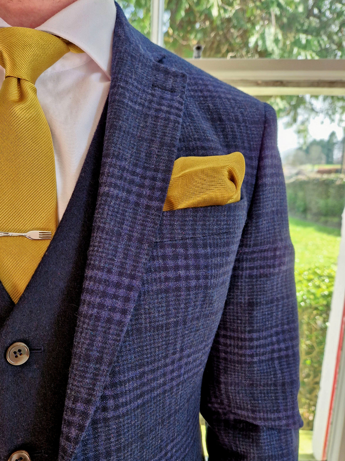 McDonagh: Navy Wool Check 3-Pc Suit