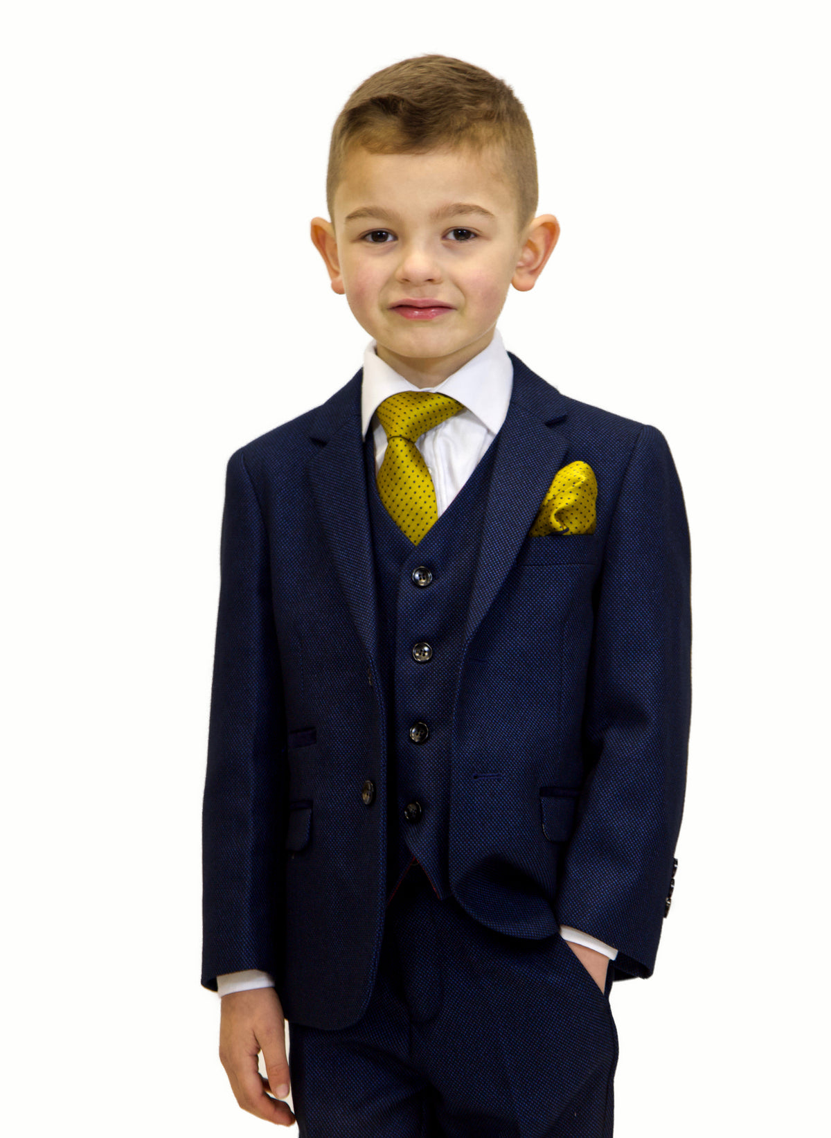 Boys Yellow Spots Tie & Pocket Square Set