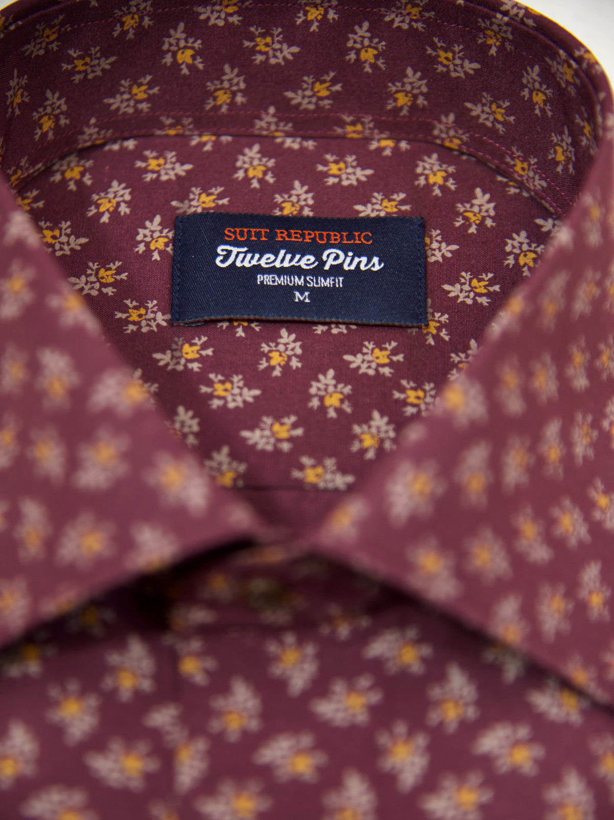 Bordo: Wine Floral Slim Fit Shirt