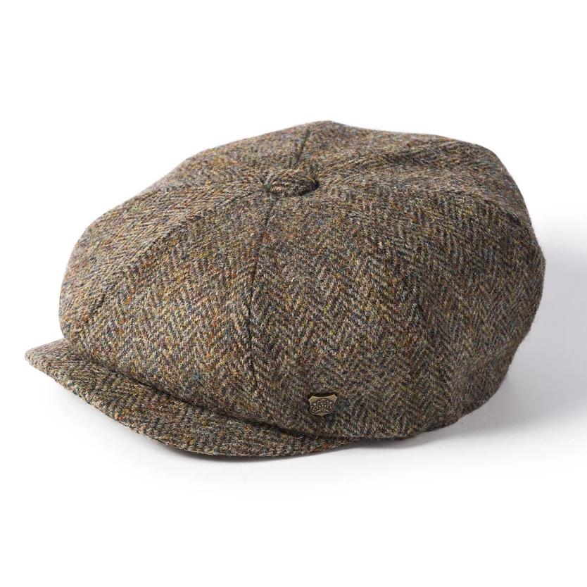Carloway: Light Brown Harris Tweed Bakerboy Cap