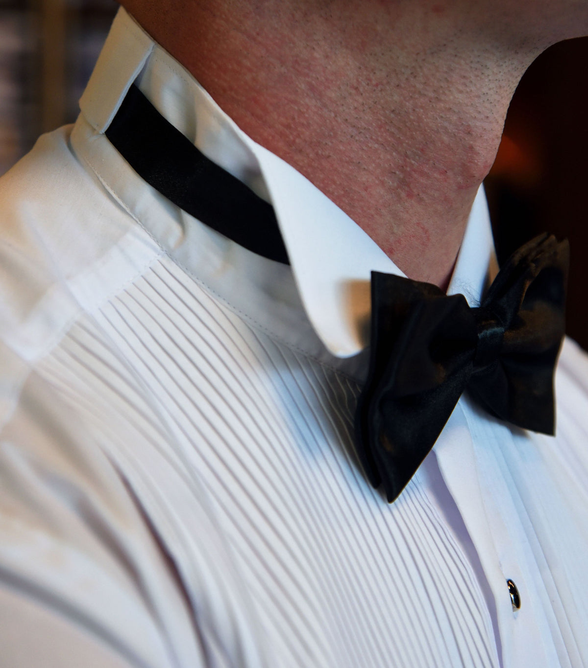 White Butterfly Collar Tux Shirt