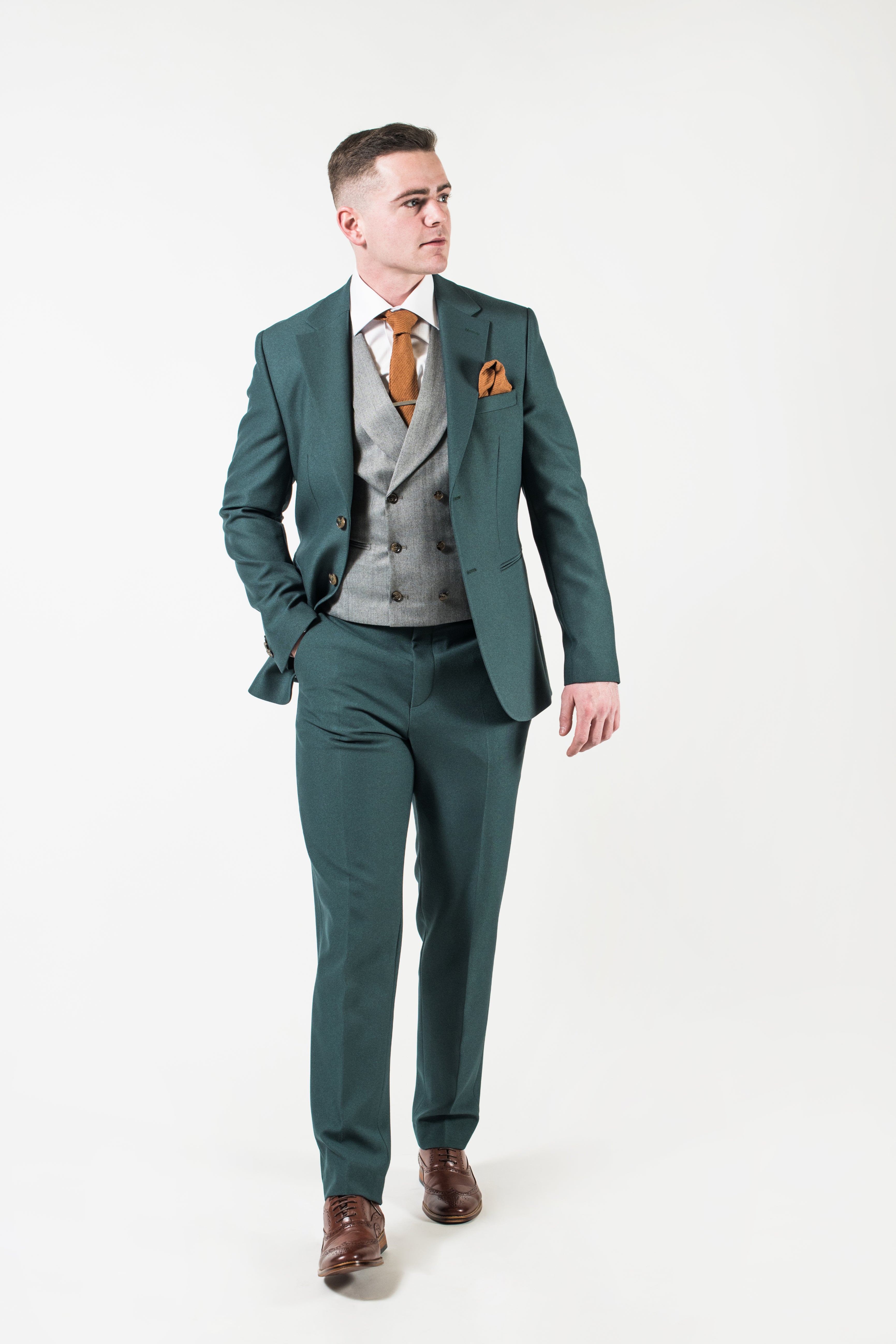 Heaney: Green/Grey Contrasting 3-Pc Suit – Suit Republic