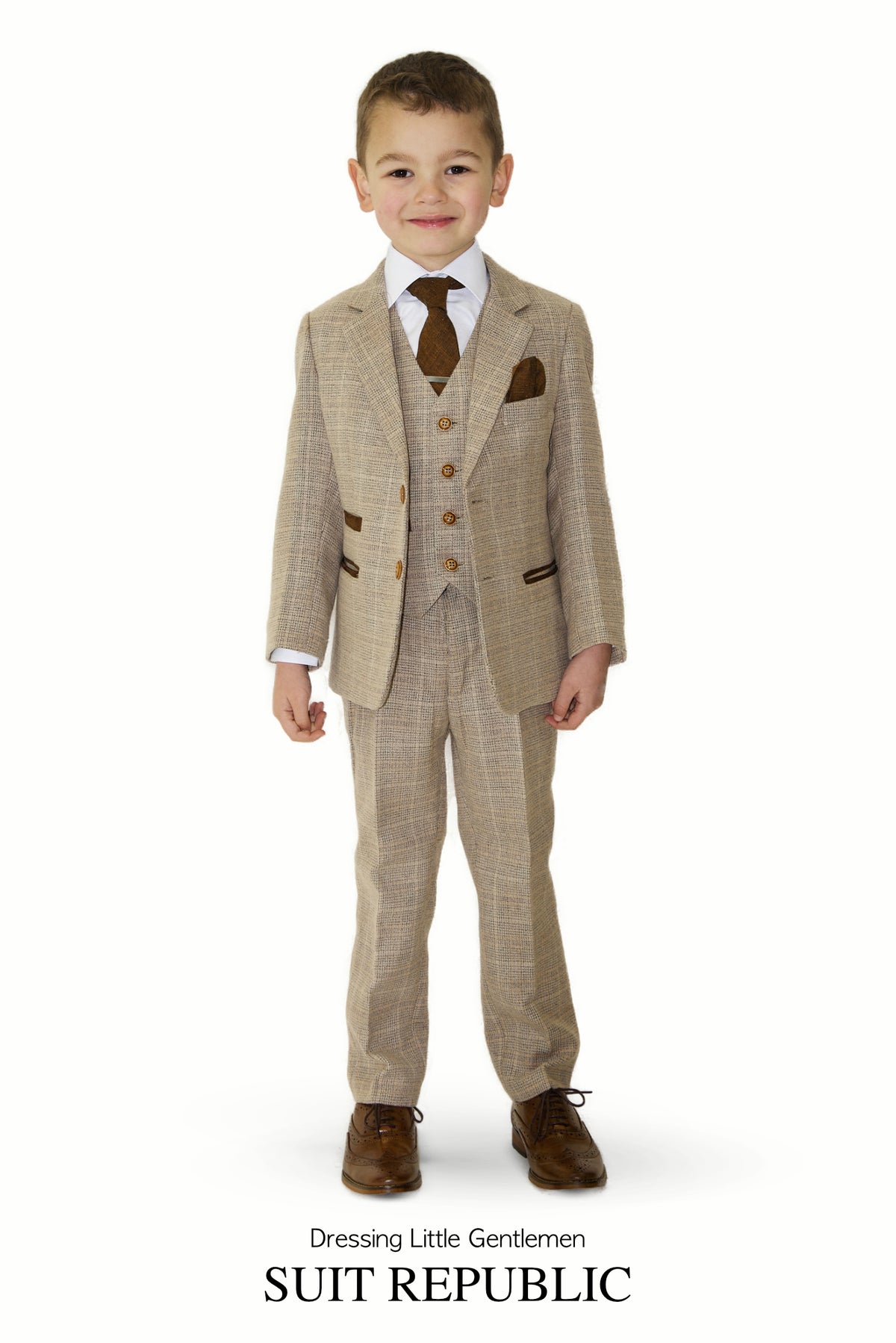 Boys Rust Tie & Pocket Square Set