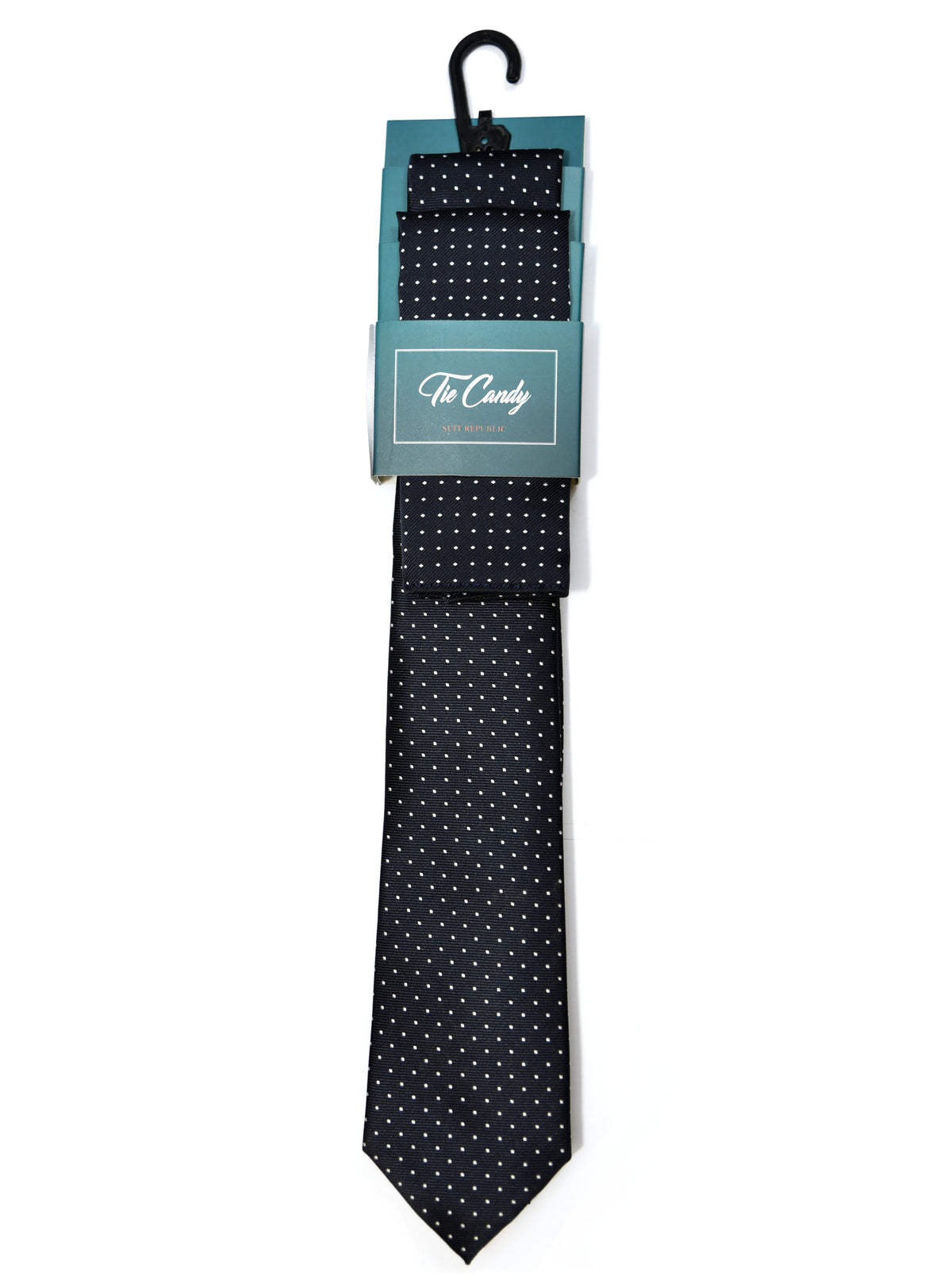 Navy Spot Tie & Pocket Square Set