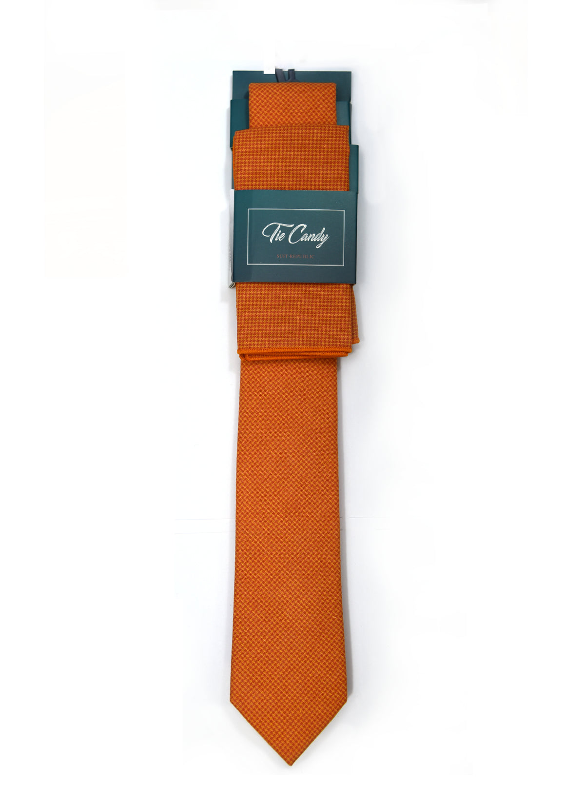 Orange Cotton Tie & Pocket Square Set