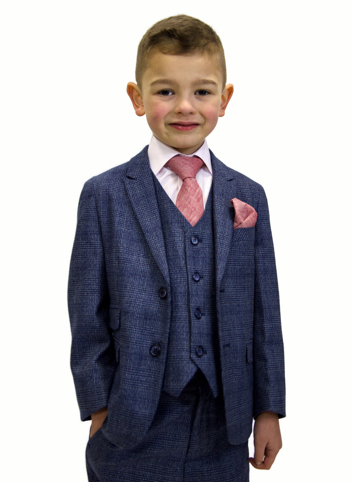 Boys Pink Cotton Tie & Pocket Square Set